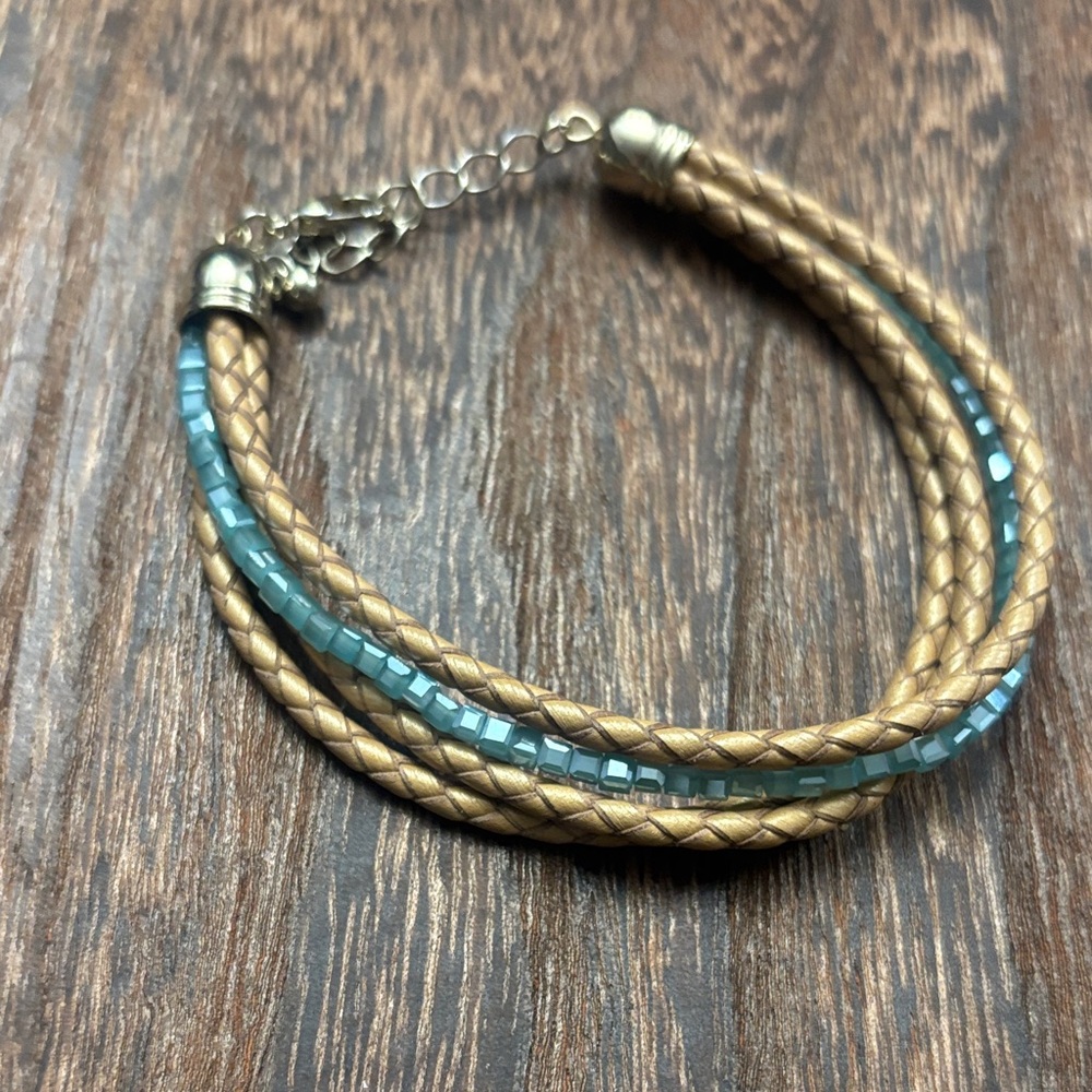 Premier Designs Gold and Teal Bracelet